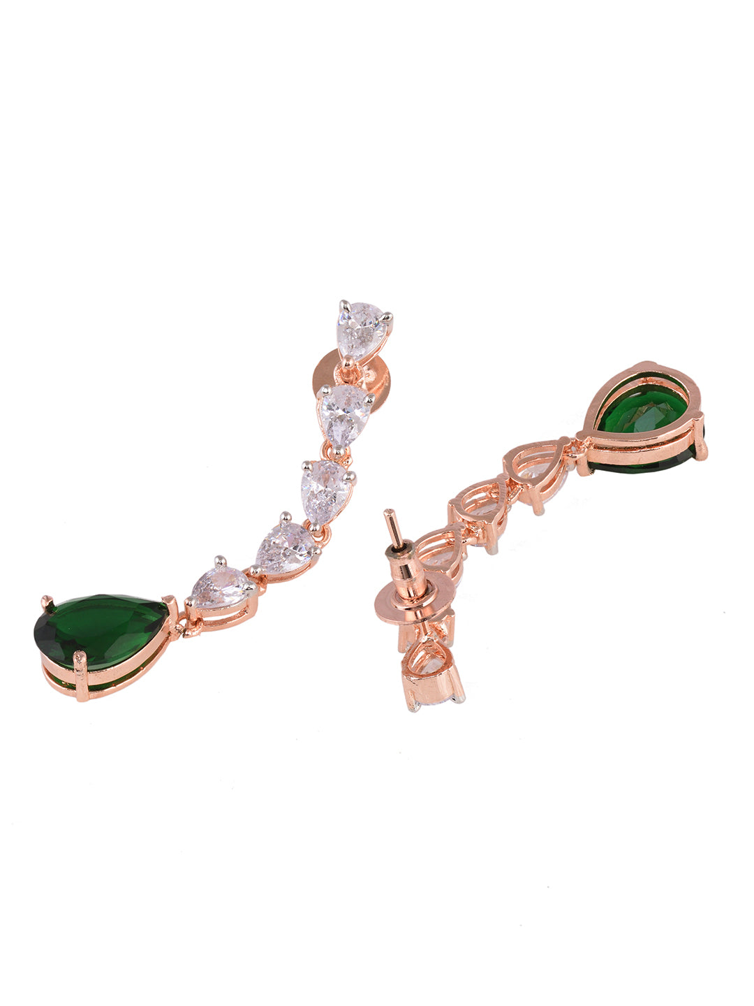 Rose Gold Toned Emerald Green AD Studded Designer Pendant Jewellery Set, zaveri pearls, sale price rs, sale price, sale gold plated, sale gold, sale, rubans, ring, regular price, priyassi jew