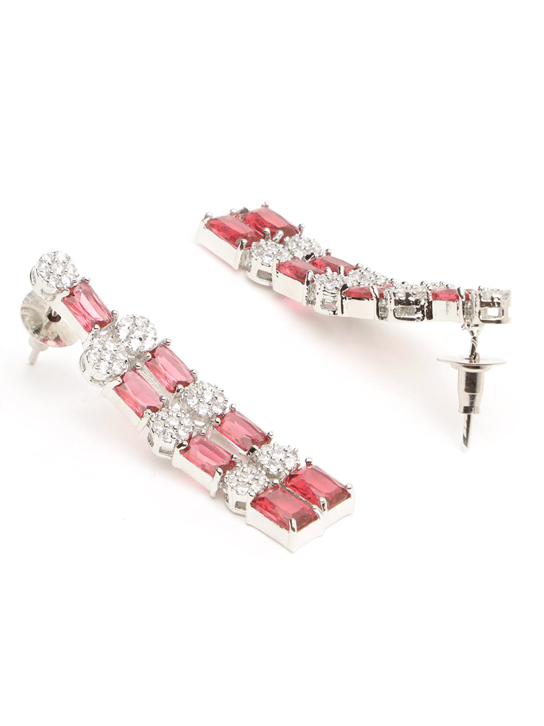 White Rhodium Plated Red AD studded Double layered Designer Jewellery Set, zaveri pearls, sale price rs, sale price, sale gold plated, sale gold, sale, rubans, ring, regular price, priyassi j