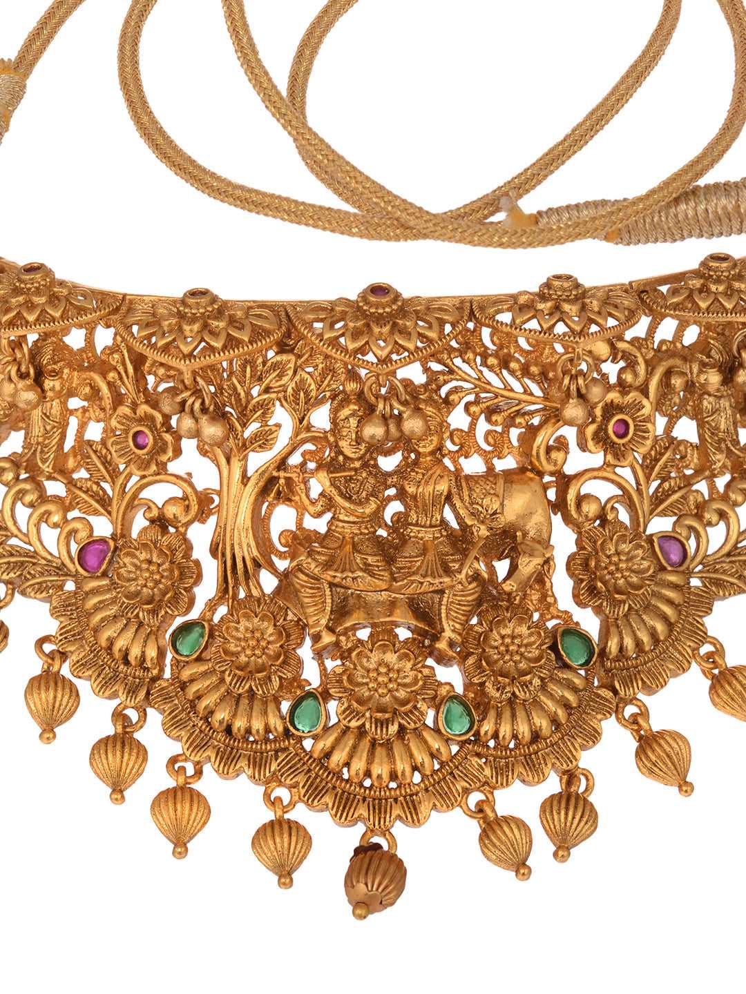 Gold Plated ADStudded Kempo Temple Radha Krishna Jewellery Set, zaveri pearls, sale price rs, sale price, sale gold plated, sale gold, sale, rubans, ring, regular price, priyassi jewellery, k