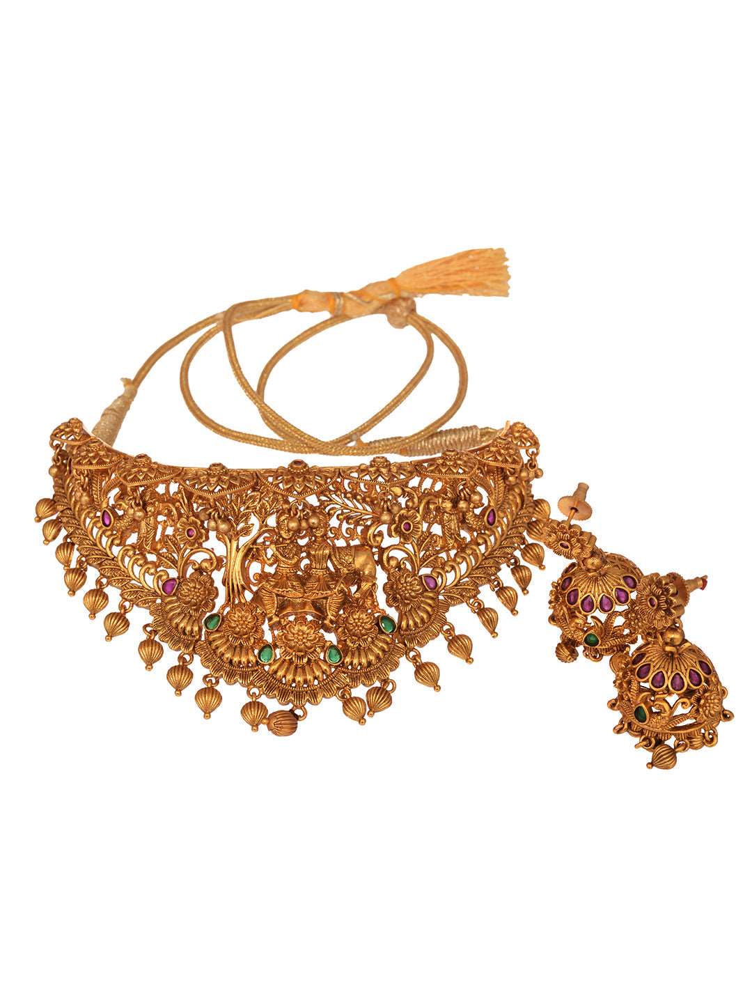 Gold Plated ADStudded Kempo Temple Radha Krishna Jewellery Set, zaveri pearls, sale price rs, sale price, sale gold plated, sale gold, sale, rubans, ring, regular price, priyassi jewellery, k