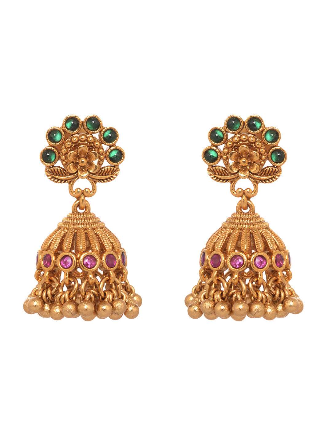 Gold Plated Green AD Embellished Pendant Temple Jewellery Set, zaveri pearls, sale price rs, sale price, sale gold plated, sale gold, sale, rubans, ring, regular price, priyassi jewellery, ku