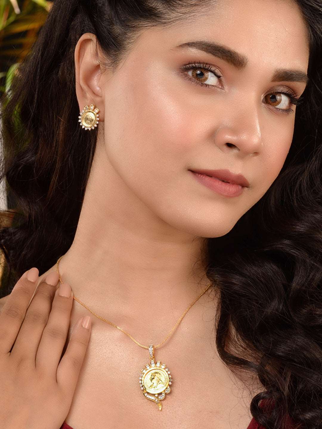 Gold Plated AD Ginni Designer Locket Jewellery Set, zaveri pearls, sale price rs, sale price, sale gold plated, sale gold, sale, rubans, ring, regular price, priyassi jewellery, kushal's - Sa