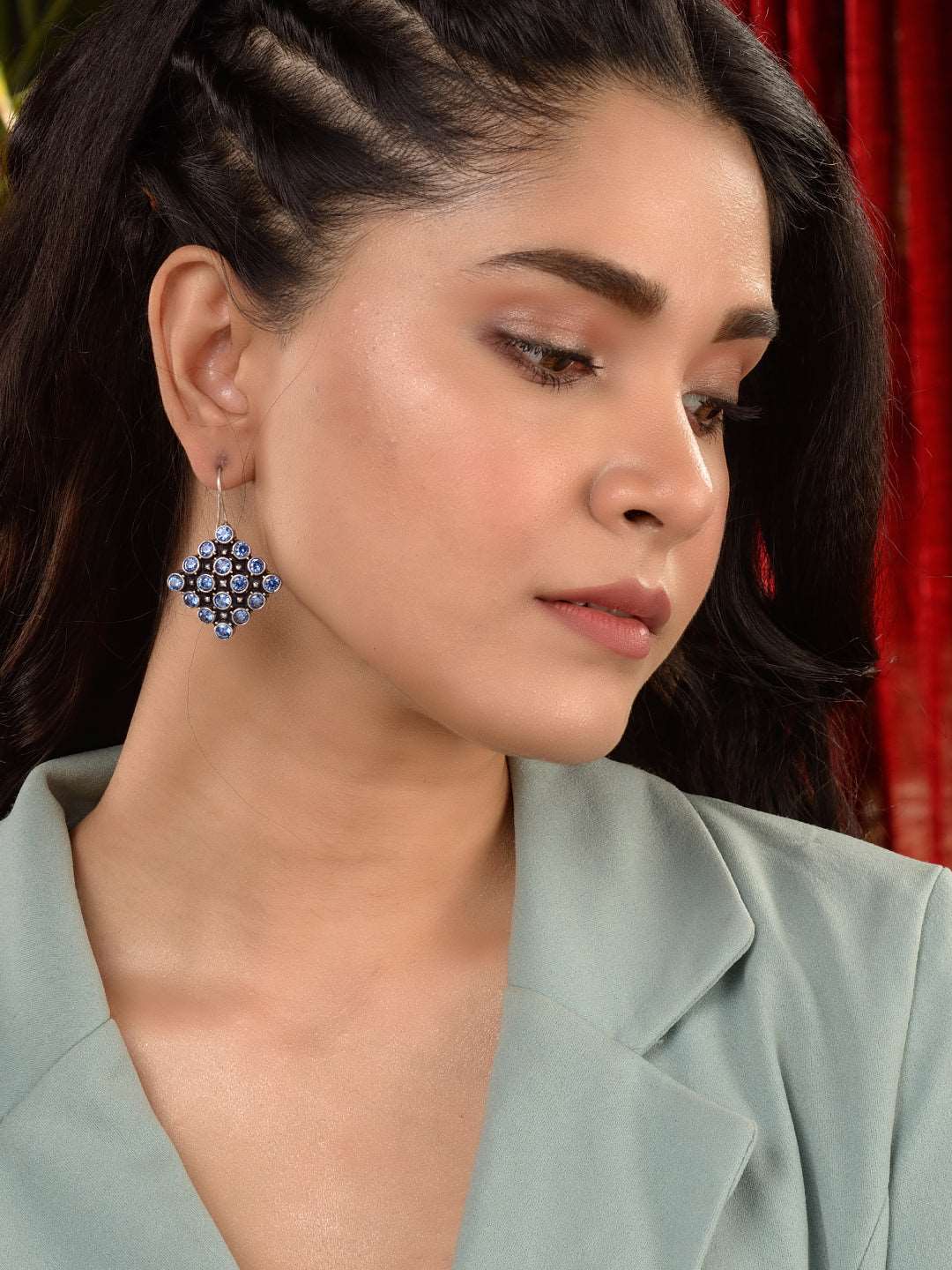 Blue Contemporary Drop Earrings, zaveri pearls, sale price rs, sale price, sale gold plated, sale gold, sale, rubans, ring, regular price, priyassi jewellery, kushal's - Saraf RS Jewellery
