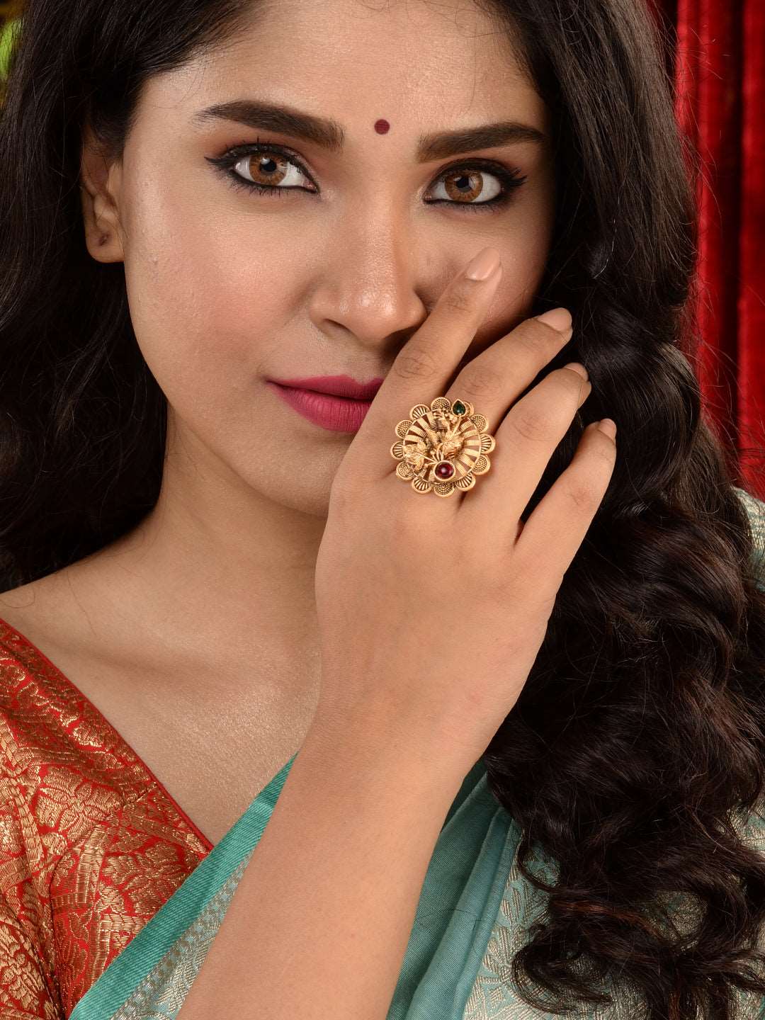 Gold Plated Multi Ethnic Finger Ring, zaveri pearls, sale price rs, sale price, sale gold plated, sale gold, sale, rubans, ring, regular price, priyassi jewellery, kushal's - Saraf RS Jewelle