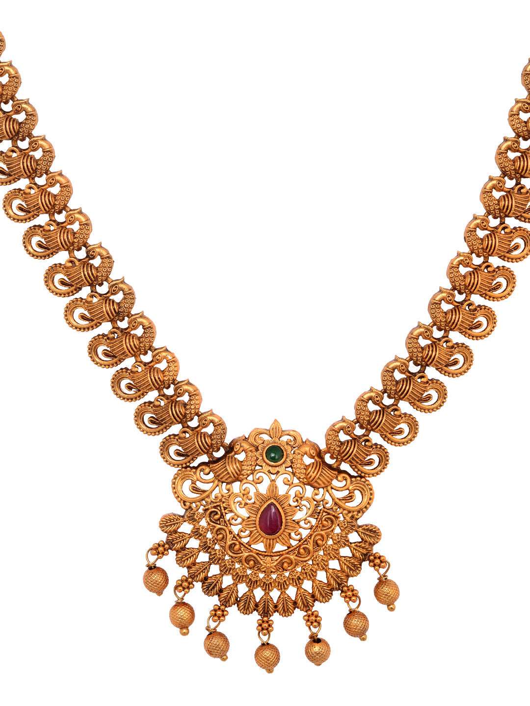 Gold Plated Floral Antique Temple Necklace Jewellery Set, zaveri pearls, sale price rs, sale price, sale gold plated, sale gold, sale, rubans, ring, regular price, priyassi jewellery, kushal'