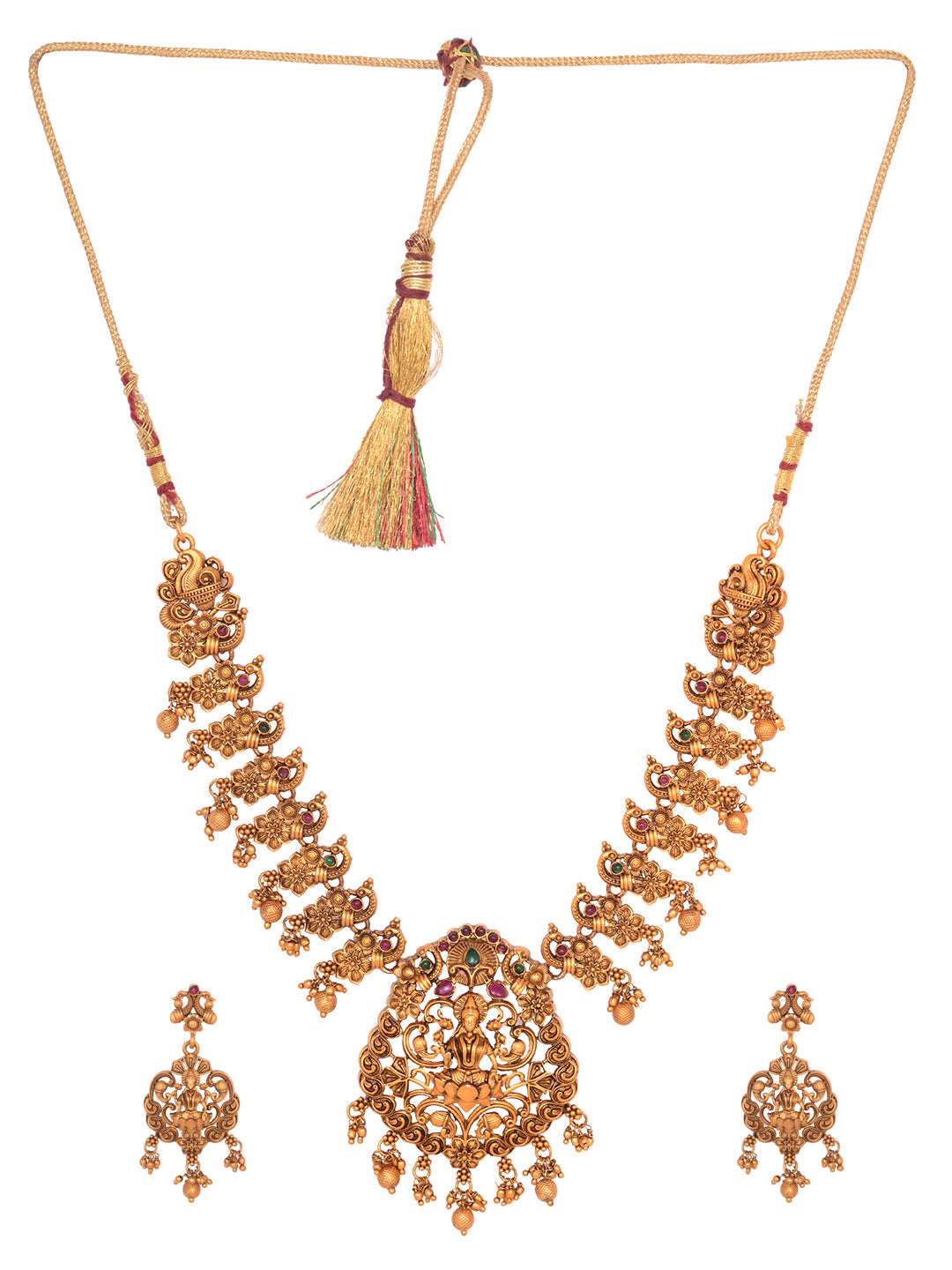 Gold Plated Lakshmiji Filigree Antique Temple Necklace Jewellery Set, zaveri pearls, sale price rs, sale price, sale gold plated, sale gold, sale, rubans, ring, regular price, priyassi jewell