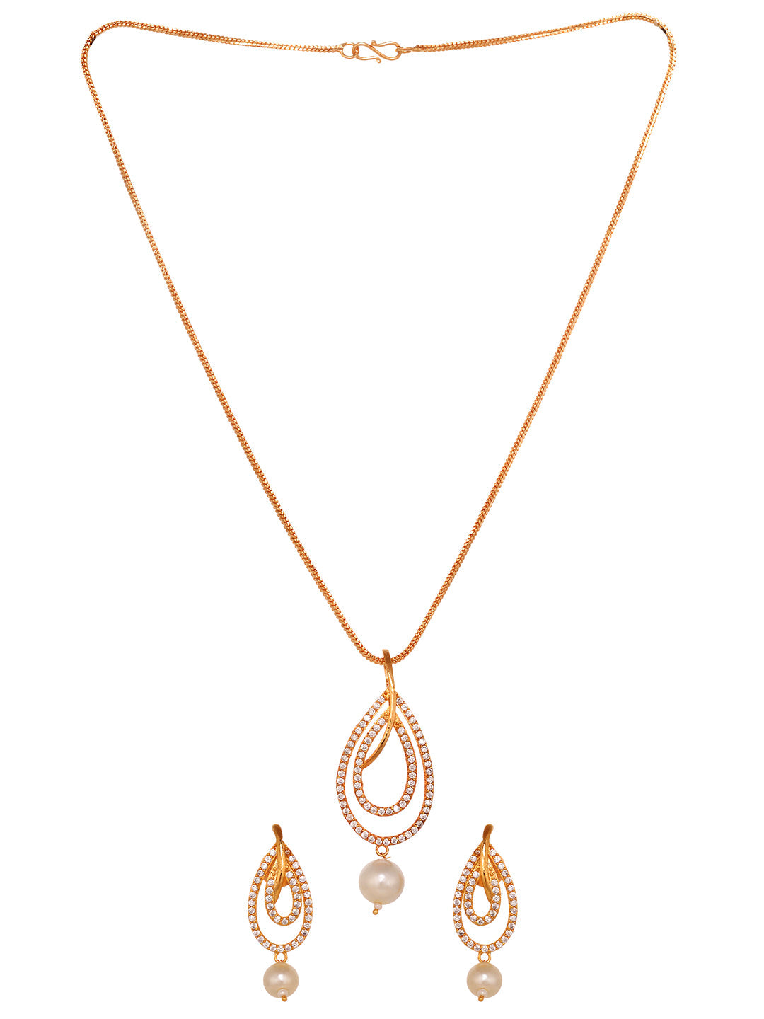 Gold Toned Pearl Studded Minimal Locket Jewellery Set, zaveri pearls, sale price rs, sale price, sale gold plated, sale gold, sale, rubans, ring, regular price, priyassi jewellery, kushal's -