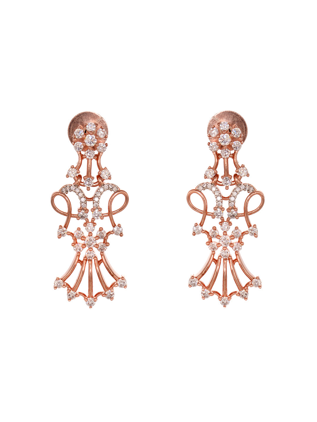 Rose GoldPlated White AD Studded Jewellery Set, zaveri pearls, sale price rs, sale price, sale gold plated, sale gold, sale, rubans, ring, regular price, priyassi jewellery, kushal's - Saraf 