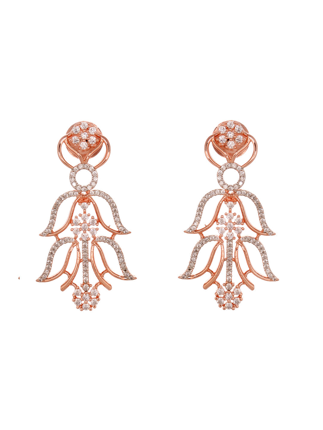 Rose GoldPlated White AD Studded Jewellery Set, zaveri pearls, sale price rs, sale price, sale gold plated, sale gold, sale, rubans, ring, regular price, priyassi jewellery, kushal's - Saraf 