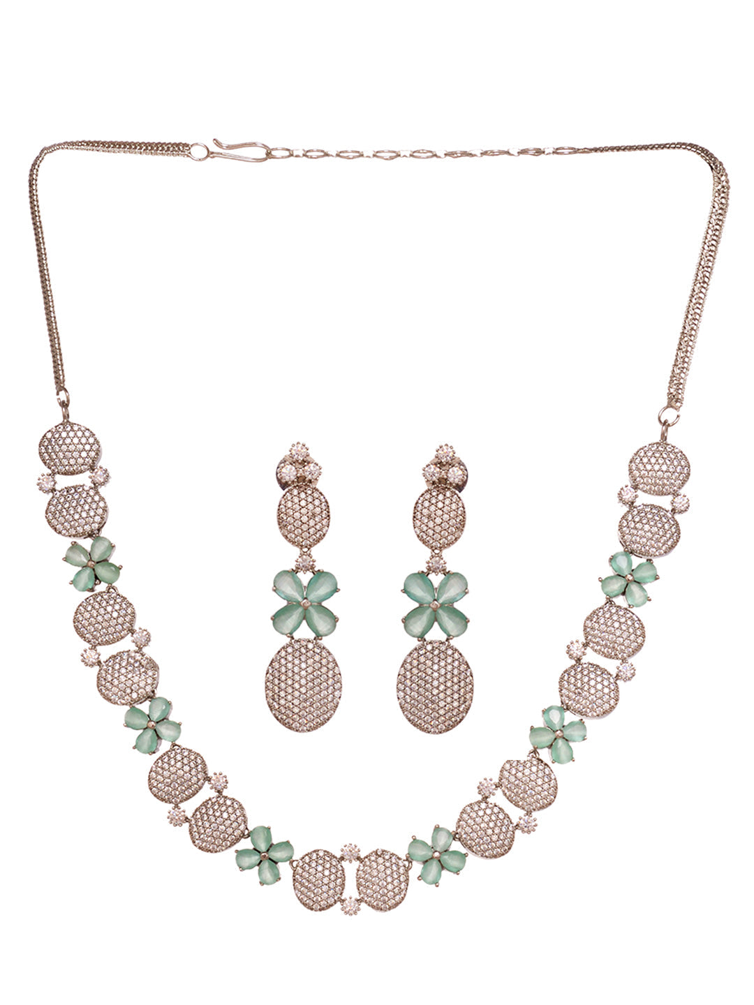 GoldPlated Lime green AD Studded Statement Jewellery Set, zaveri pearls, sale price rs, sale price, sale gold plated, sale gold, sale, rubans, ring, regular price, priyassi jewellery, kushal'