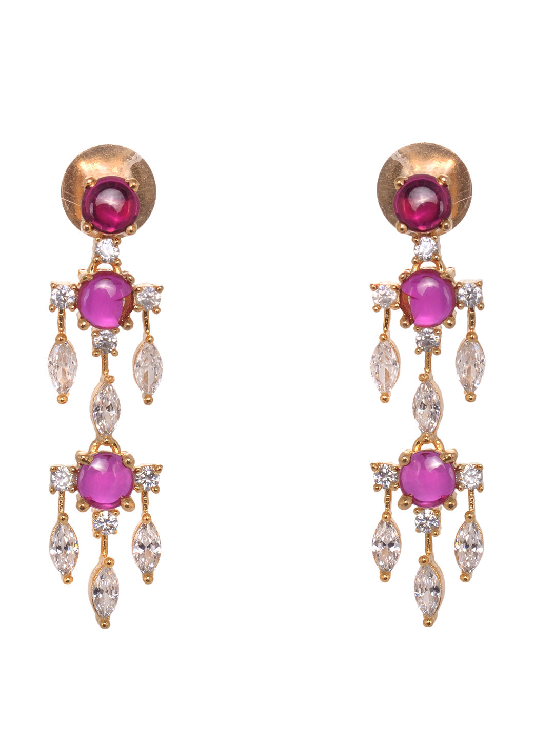 Gold Plated & Pink AD Studded Necklace & Earrings, zaveri pearls, sale price rs, sale price, sale gold plated, sale gold, sale, rubans, ring, regular price, priyassi jewellery, kushal's - Sar