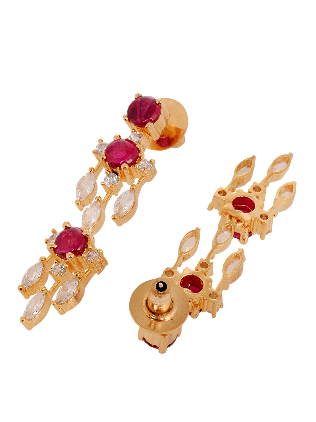 Gold Plated & Pink AD Studded Necklace & Earrings, zaveri pearls, sale price rs, sale price, sale gold plated, sale gold, sale, rubans, ring, regular price, priyassi jewellery, kushal's - Sar