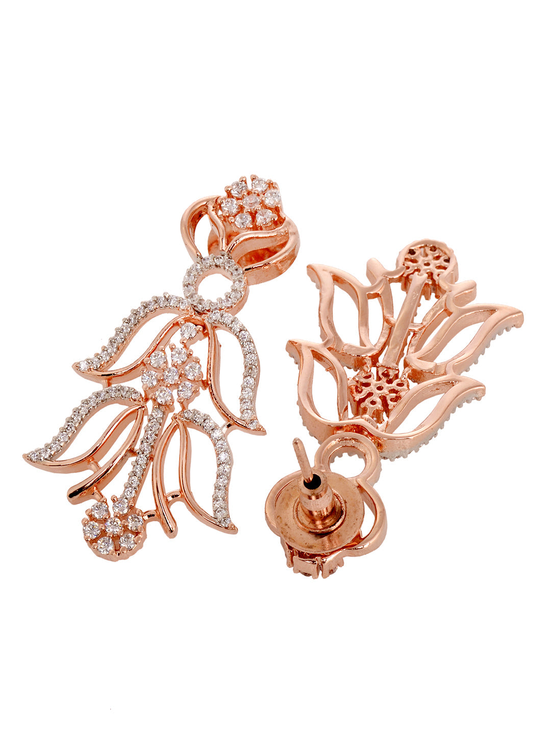 Rose GoldPlated White AD Studded Jewellery Set, zaveri pearls, sale price rs, sale price, sale gold plated, sale gold, sale, rubans, ring, regular price, priyassi jewellery, kushal's - Saraf 