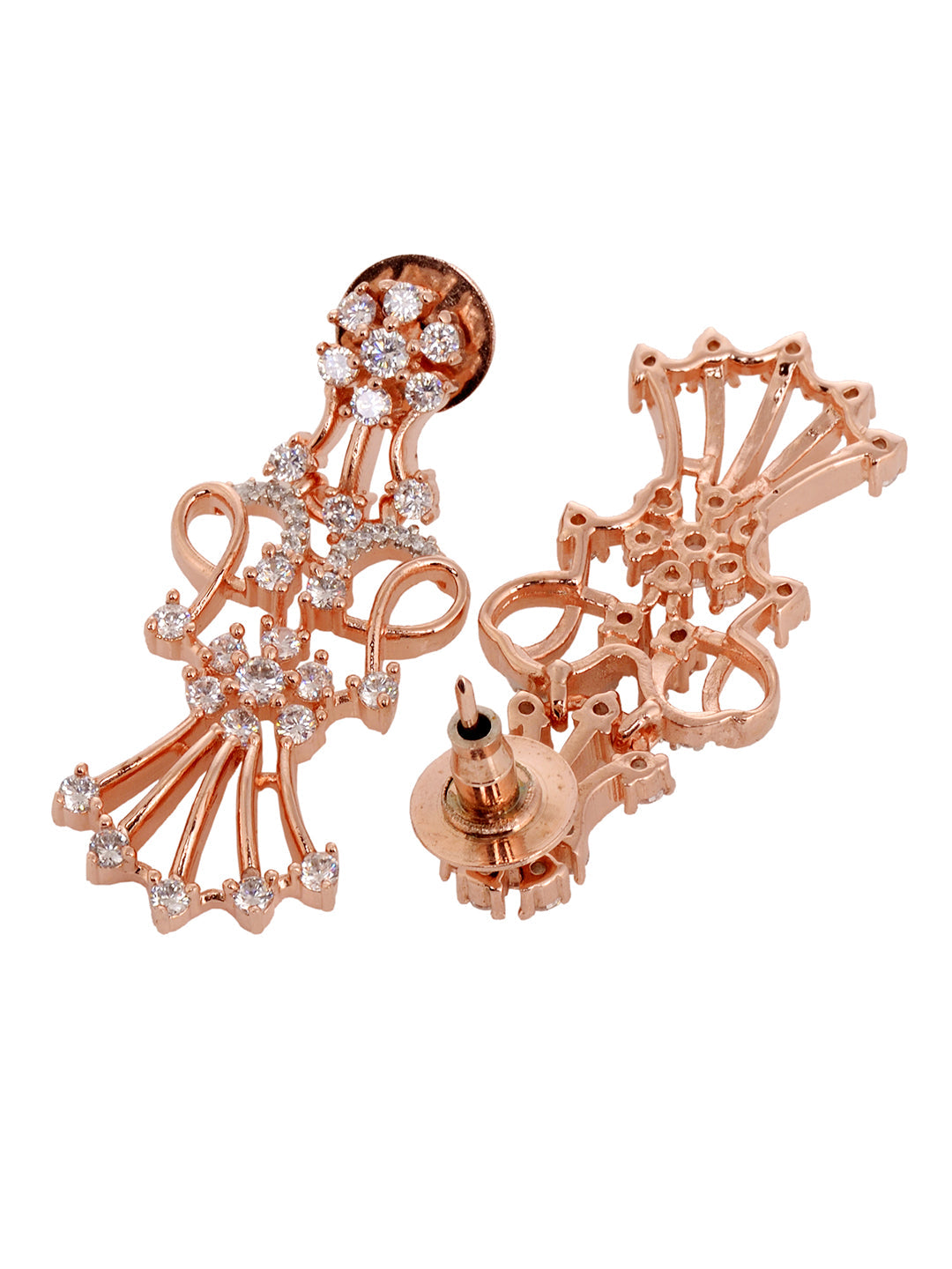 Rose GoldPlated White AD Studded Jewellery Set, zaveri pearls, sale price rs, sale price, sale gold plated, sale gold, sale, rubans, ring, regular price, priyassi jewellery, kushal's - Saraf 