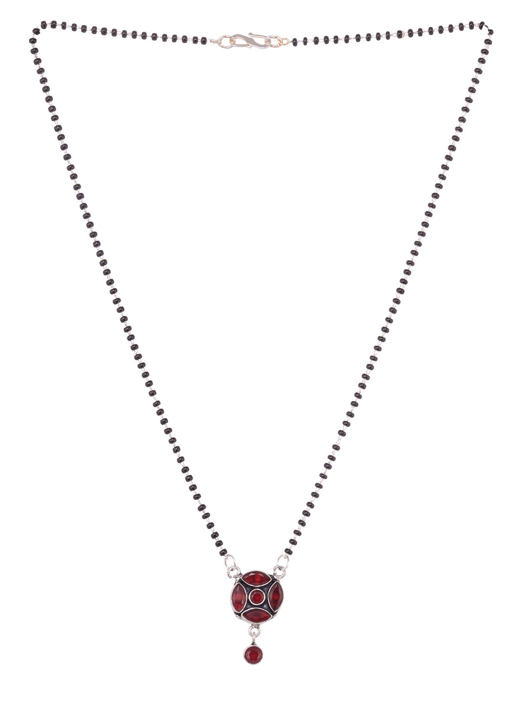 Red Silver Plated AD Studded Minimal Mangalsutra, zaveri pearls, sale price rs, sale price, sale gold plated, sale gold, sale, rubans, ring, regular price, priyassi jewellery, kushal's - Sara