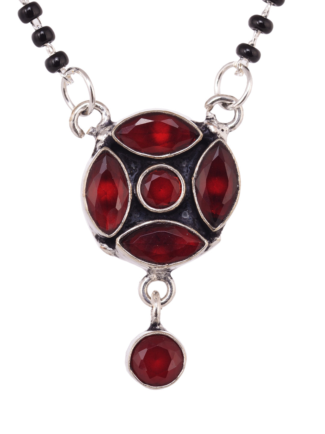 Red Silver Plated AD Studded Minimal Mangalsutra, zaveri pearls, sale price rs, sale price, sale gold plated, sale gold, sale, rubans, ring, regular price, priyassi jewellery, kushal's - Sara