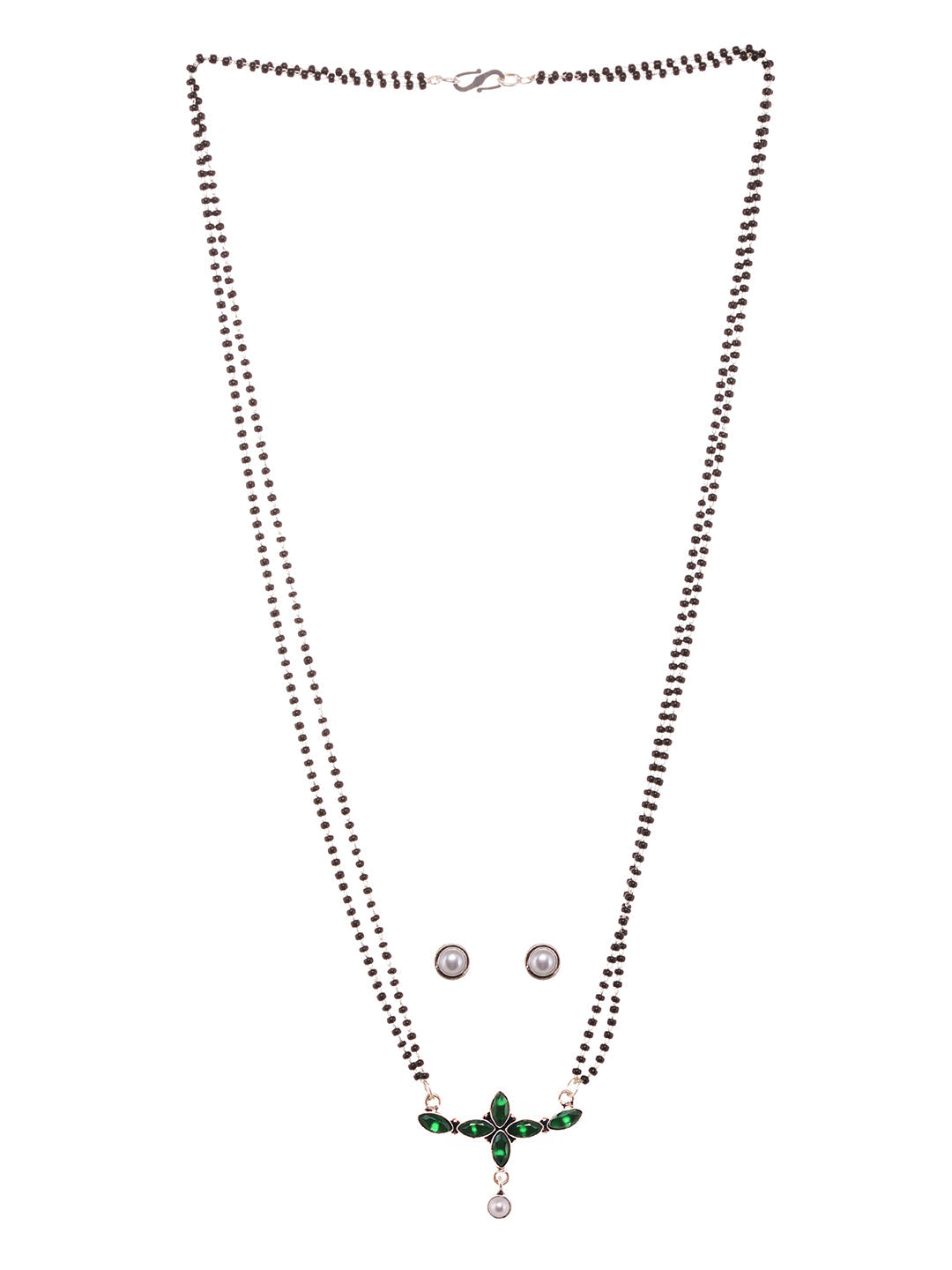 SilverPlated Green StonesStudded Mangalsutra, zaveri pearls, sale price rs, sale price, sale gold plated, sale gold, sale, rubans, ring, regular price, priyassi jewellery, kushal's - Saraf RS