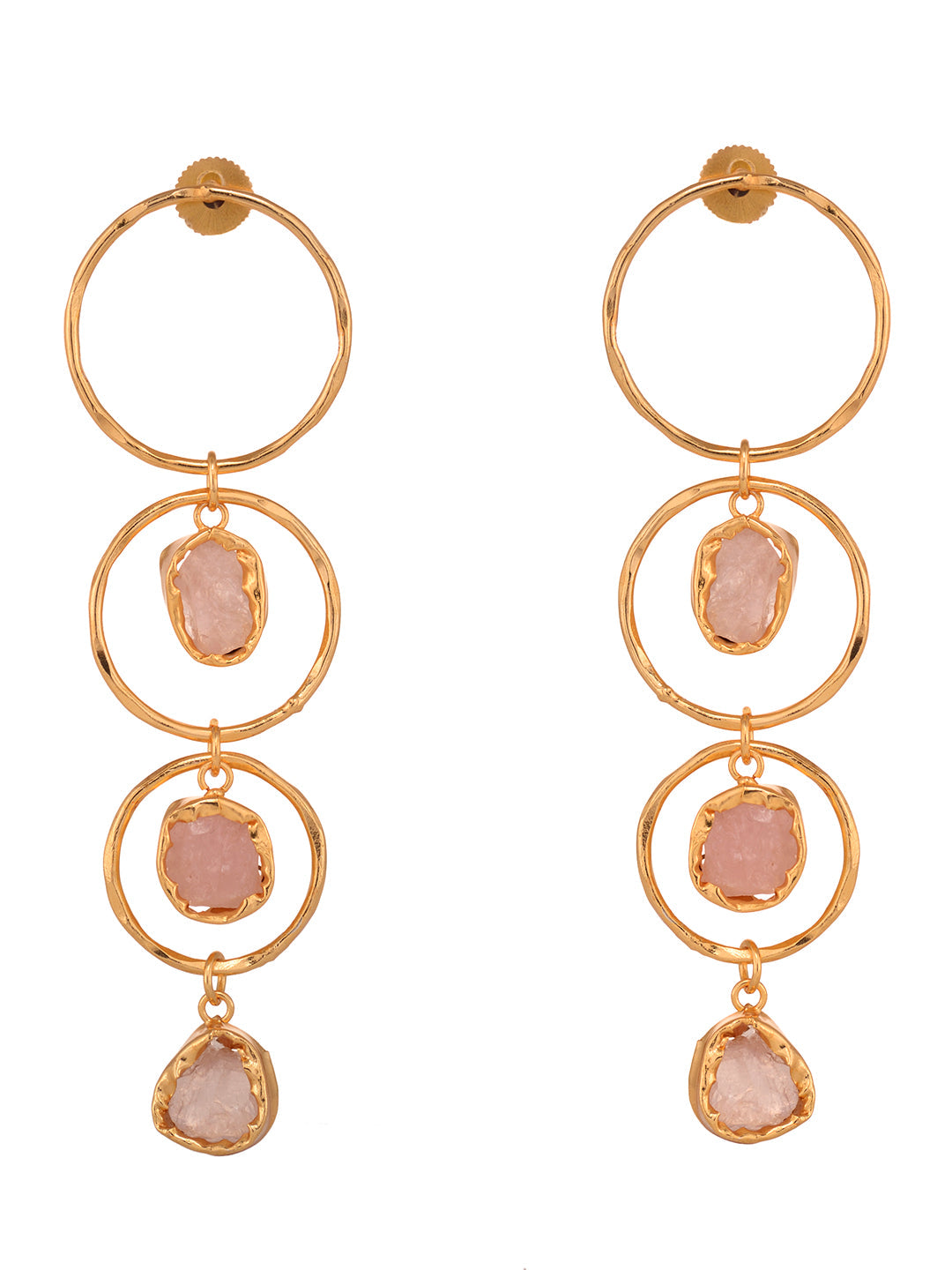 GoldToned & Pink Contemporary Hoop Earrings, zaveri pearls, sale price rs, sale price, sale gold plated, sale gold, sale, rubans, ring, regular price, priyassi jewellery, kushal's - Saraf RS 