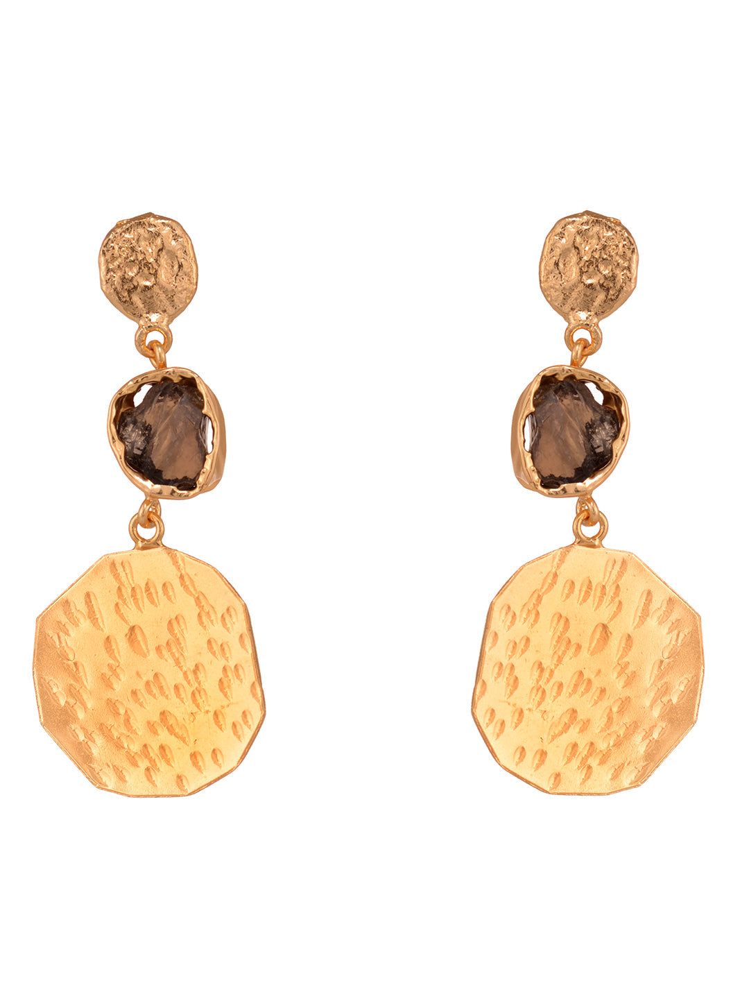 GoldToned & Brown Contemporary Drop Earrings, zaveri pearls, sale price rs, sale price, sale gold plated, sale gold, sale, rubans, ring, regular price, priyassi jewellery, kushal's - Saraf RS