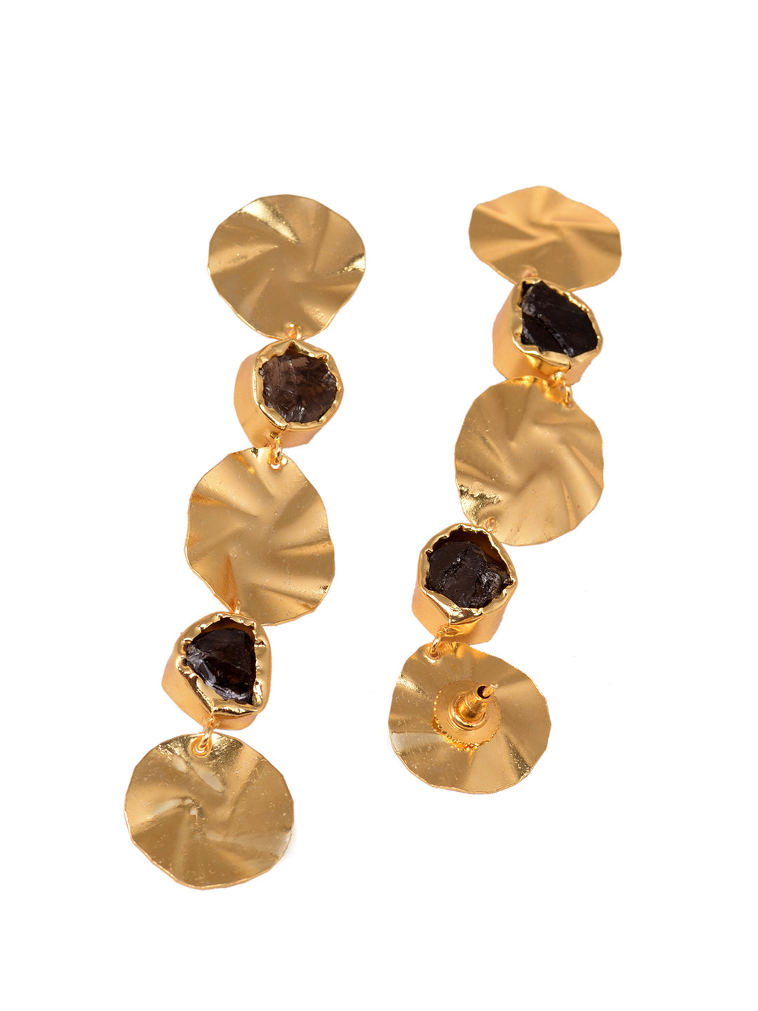 GoldenToned & Brown Contemporary Hoop Earrings, zaveri pearls, sale price rs, sale price, sale gold plated, sale gold, sale, rubans, ring, regular price, priyassi jewellery, kushal's - Saraf 