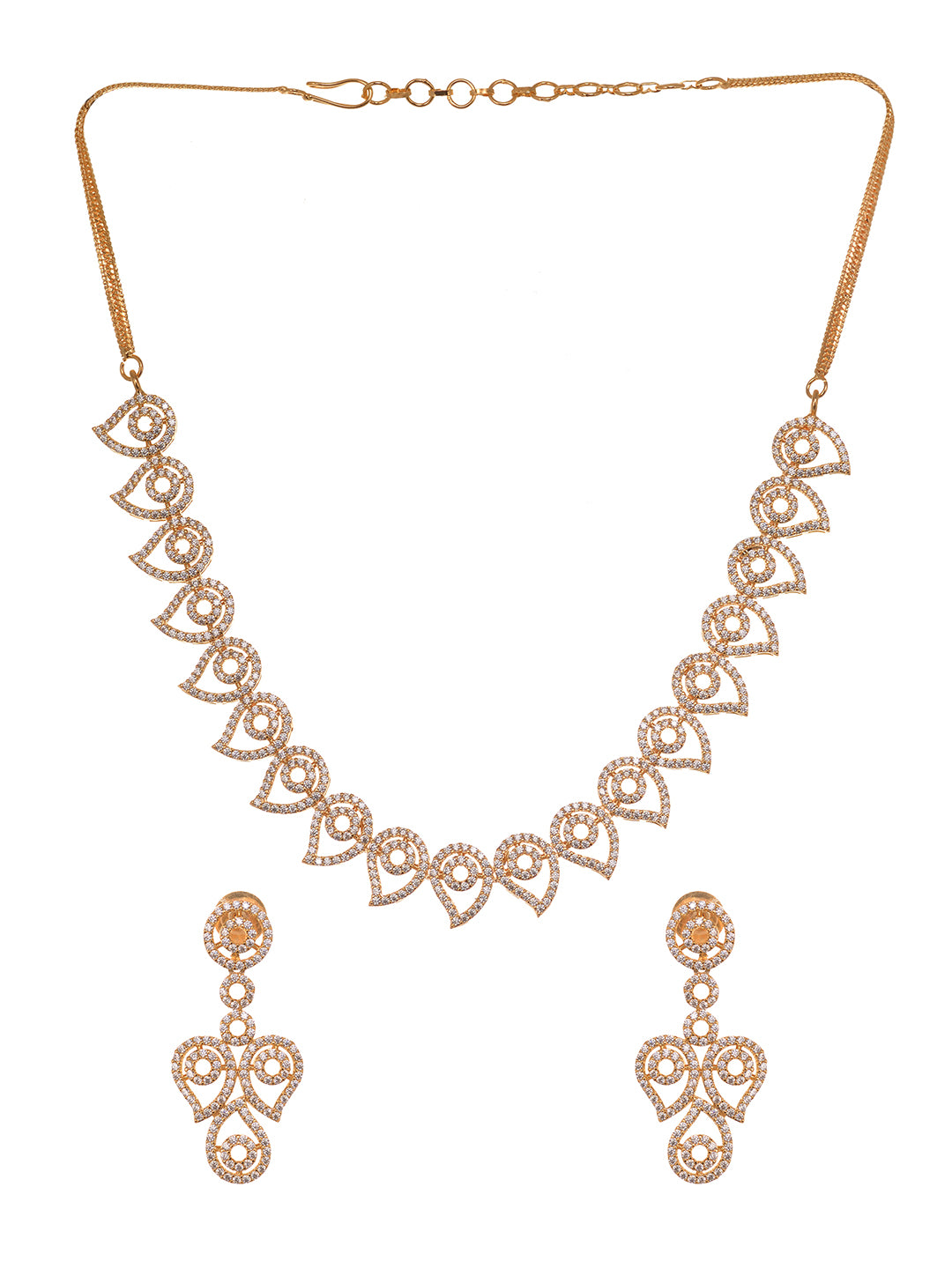 Gold Toned AD Designer Minimal Necklace Jewellery Set, zaveri pearls, sale price rs, sale price, sale gold plated, sale gold, sale, rubans, ring, regular price, priyassi jewellery, kushal's -