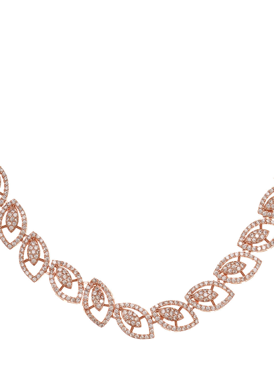 Rose Gold Plated AD Studded Geometric Minimal Necklace Jewellery Set, zaveri pearls, sale price rs, sale price, sale gold plated, sale gold, sale, rubans, ring, regular price, priyassi jewell