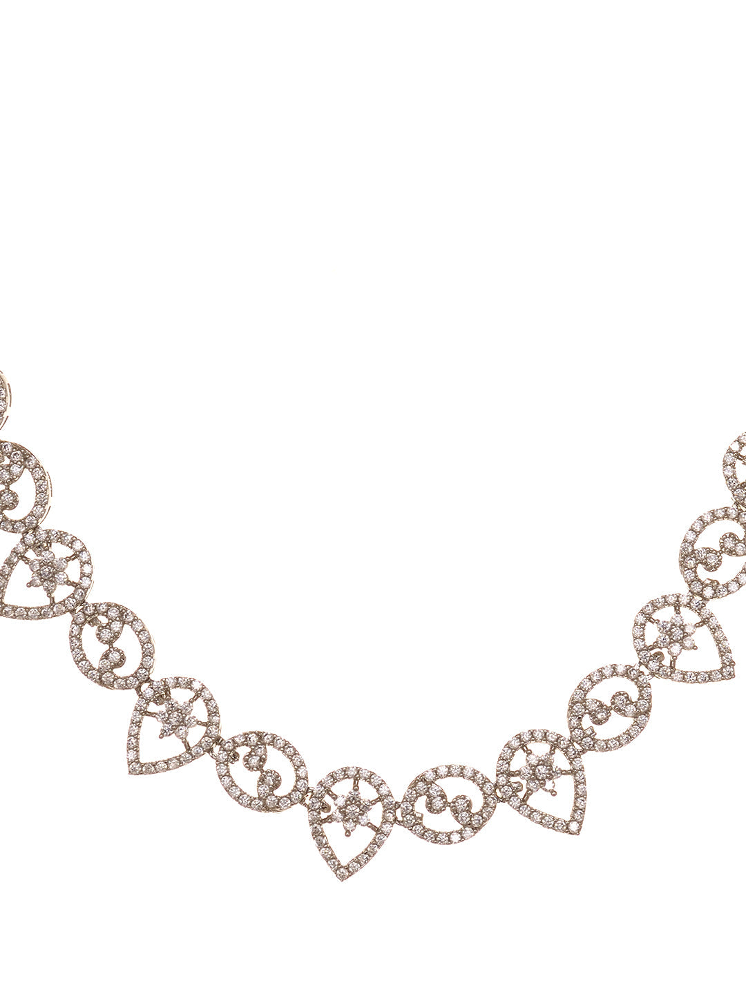 Silver white Rhodium AD Studded Statement Minimal Necklace Jewellery Set, zaveri pearls, sale price rs, sale price, sale gold plated, sale gold, sale, rubans, ring, regular price, priyassi je