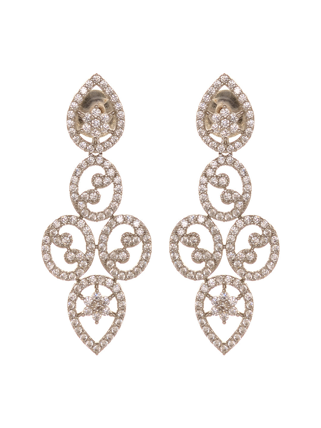 Silver white Rhodium AD Studded Statement Minimal Necklace Jewellery Set, zaveri pearls, sale price rs, sale price, sale gold plated, sale gold, sale, rubans, ring, regular price, priyassi je