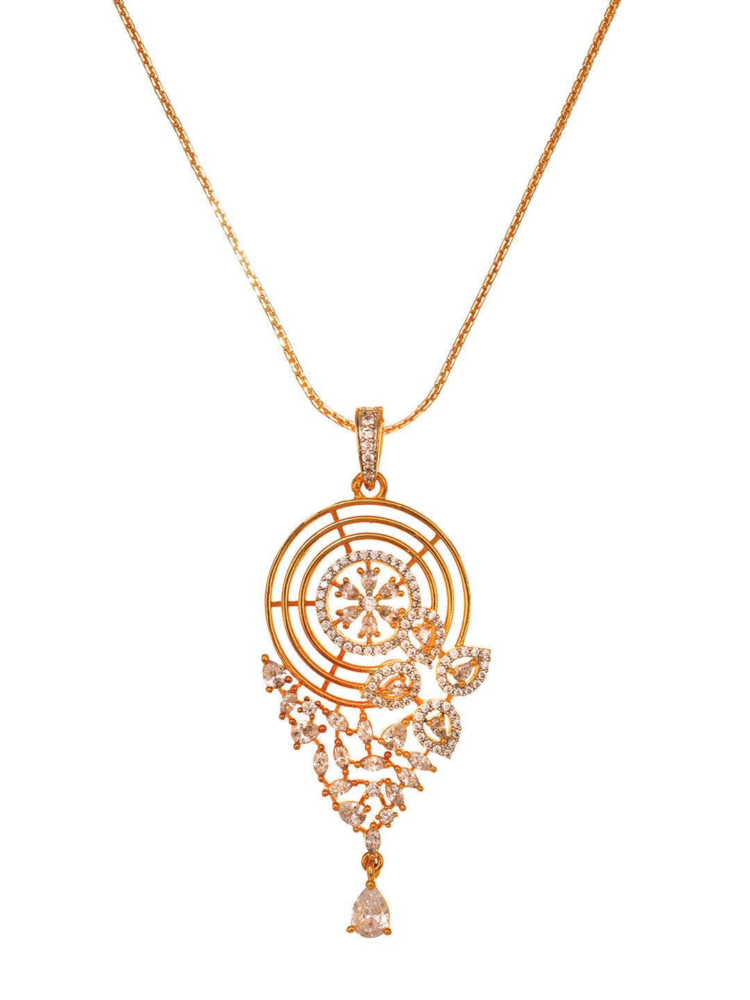 Gold Toned AD Filgree Locket Jewellery Set, zaveri pearls, sale price rs, sale price, sale gold plated, sale gold, sale, rubans, ring, regular price, priyassi jewellery, kushal's - Saraf RS J