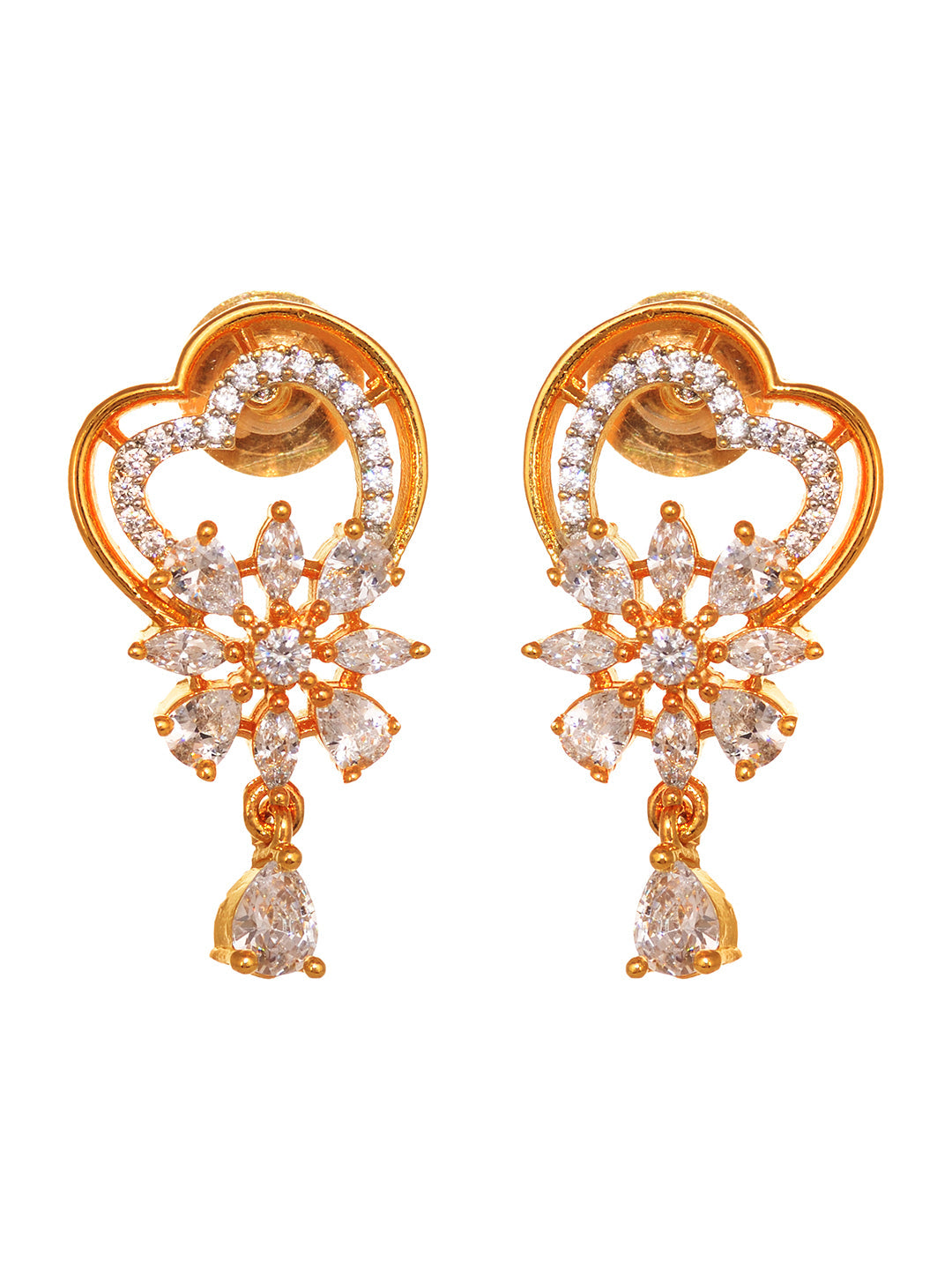 Gold Toned AD Heart Shaped Designer Locket Jewellery Set, zaveri pearls, sale price rs, sale price, sale gold plated, sale gold, sale, rubans, ring, regular price, priyassi jewellery, kushal'