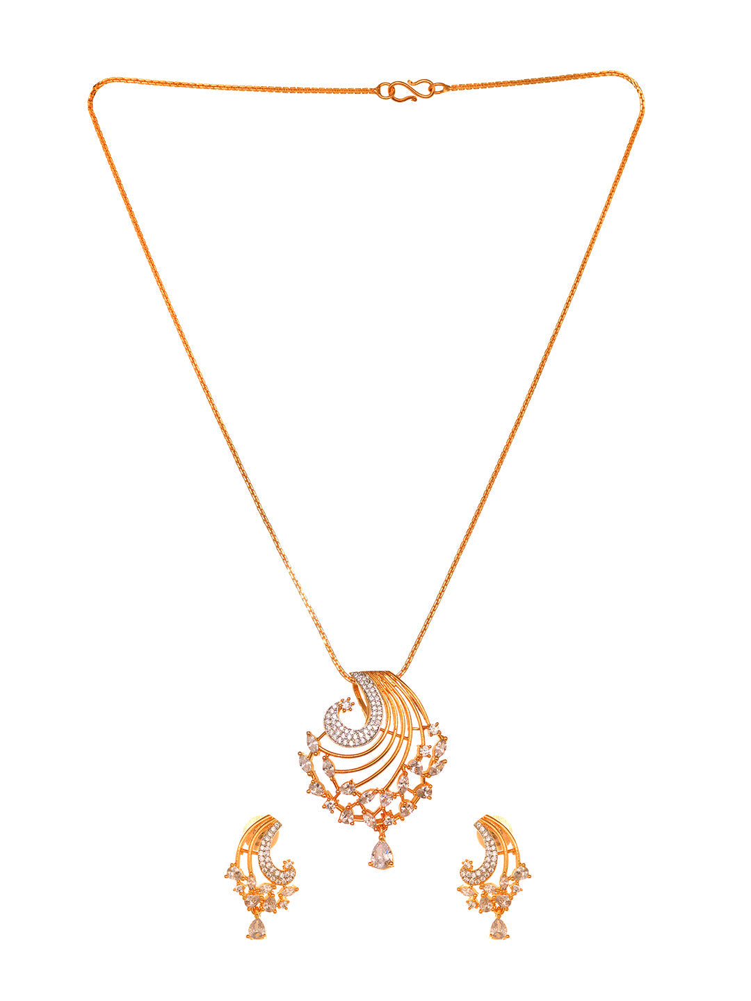 Gold Plated AD Studded Designer Locket Jewellery Set, zaveri pearls, sale price rs, sale price, sale gold plated, sale gold, sale, rubans, ring, regular price, priyassi jewellery, kushal's - 