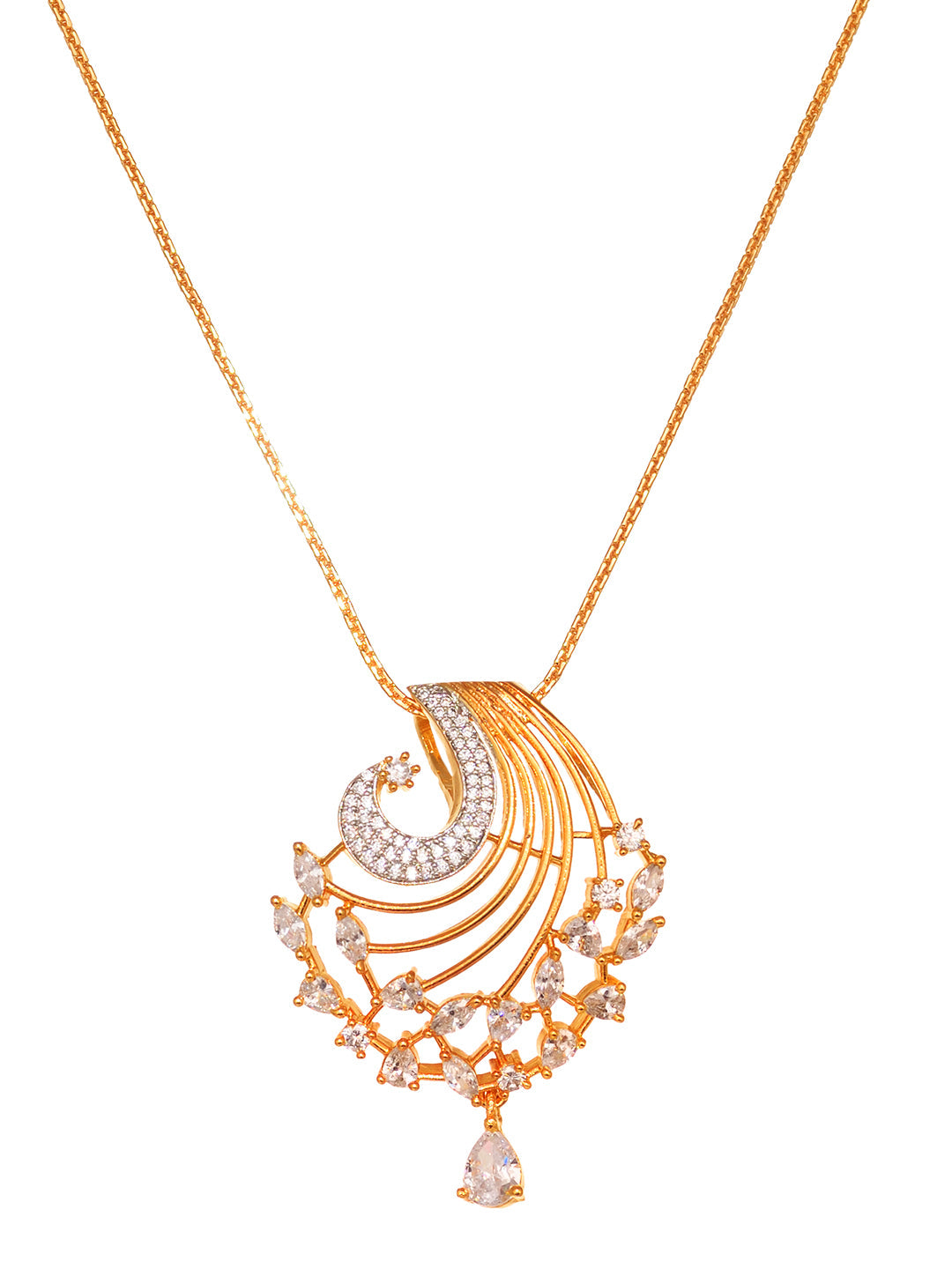 Gold Plated AD Studded Designer Locket Jewellery Set, zaveri pearls, sale price rs, sale price, sale gold plated, sale gold, sale, rubans, ring, regular price, priyassi jewellery, kushal's - 