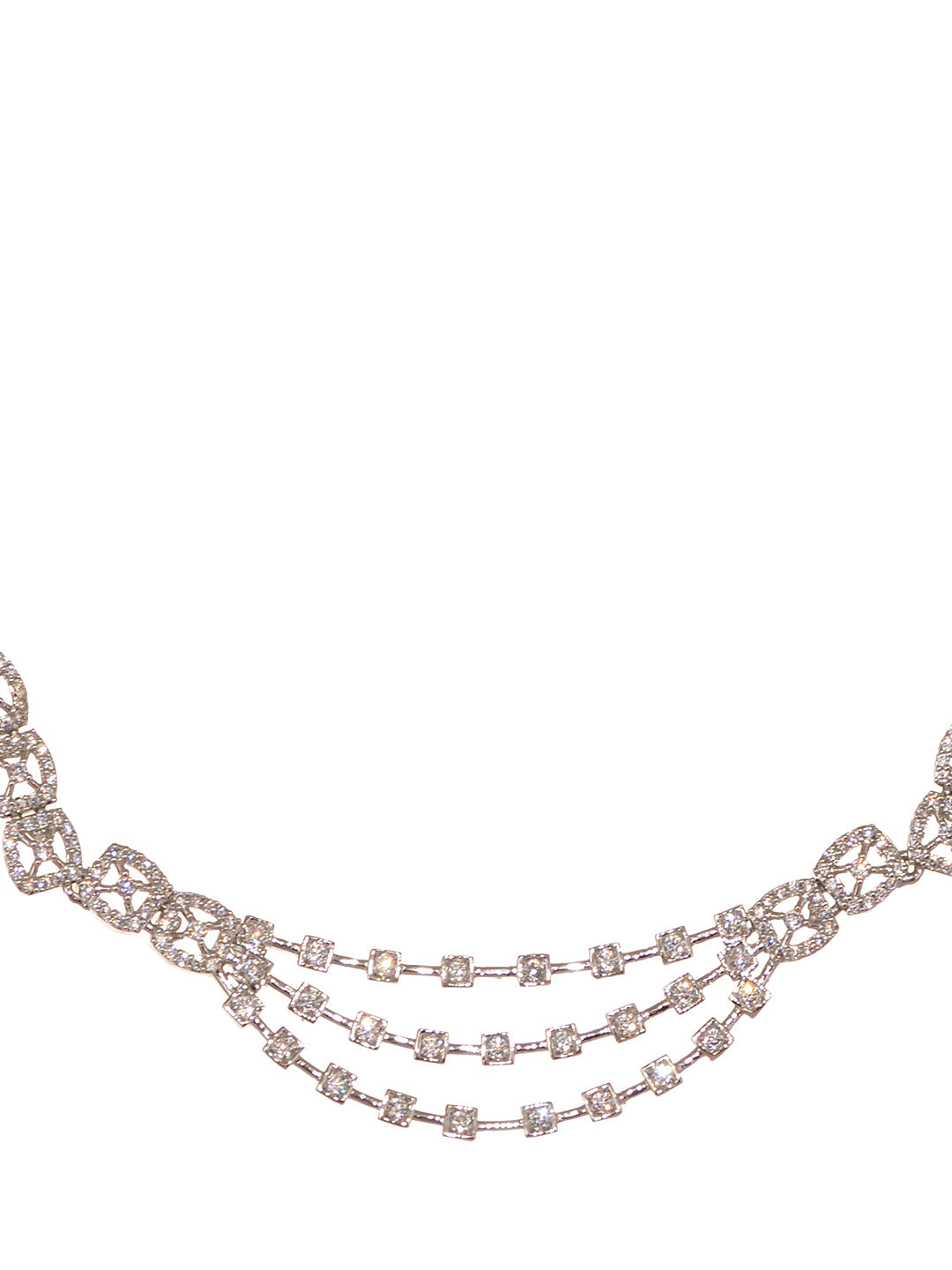 Silver Toned AD Studded layered Necklace jewellery Set, zaveri pearls, sale price rs, sale price, sale gold plated, sale gold, sale, rubans, ring, regular price, priyassi jewellery, kushal's 