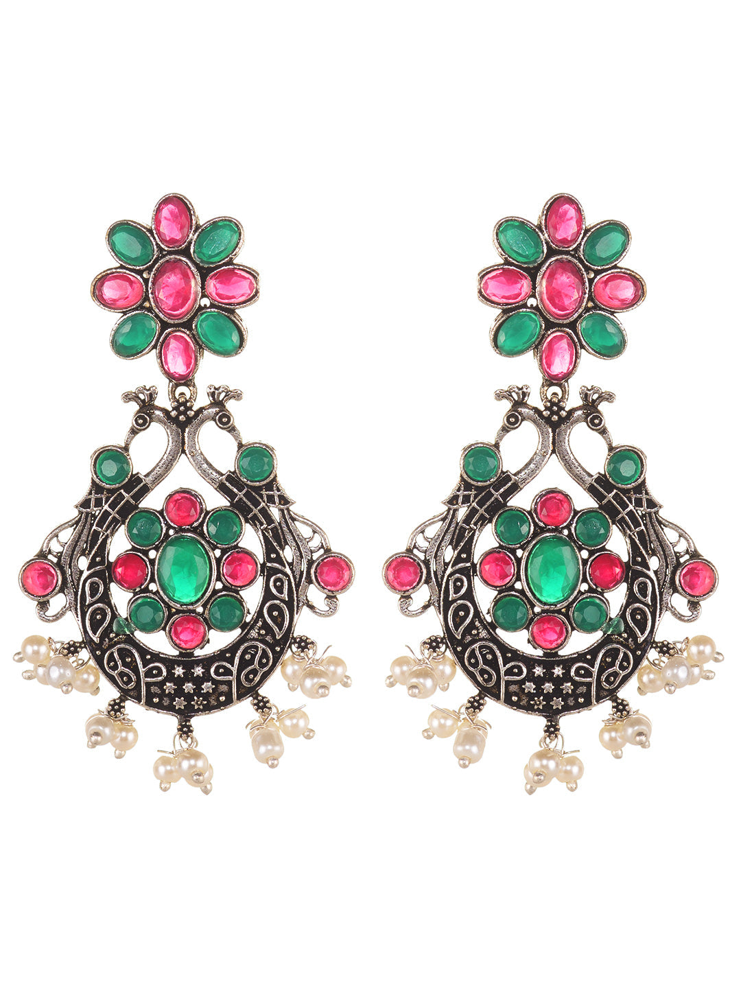 Oxidised Green stone studded Peacock Design Necklace Jewellery Set, zaveri pearls, sale price rs, sale price, sale gold plated, sale gold, sale, rubans, ring, regular price, priyassi jeweller