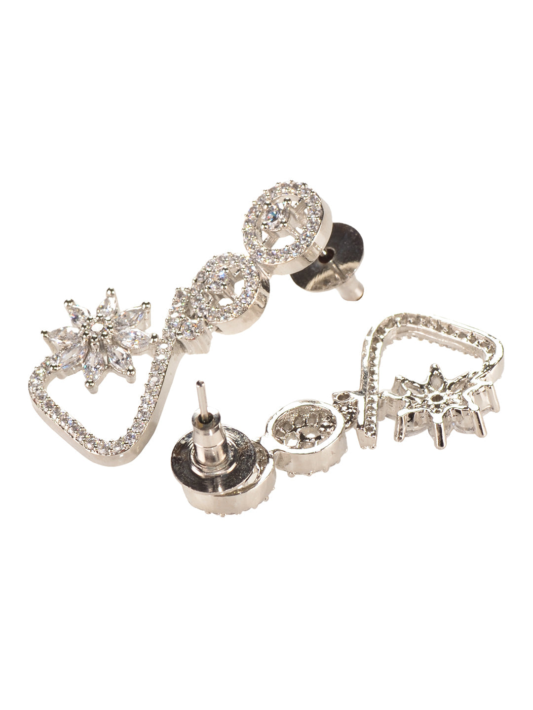 Silver Plated AD Studded Statement Necklace Jewellery Set, zaveri pearls, sale price rs, sale price, sale gold plated, sale gold, sale, rubans, ring, regular price, priyassi jewellery, kushal