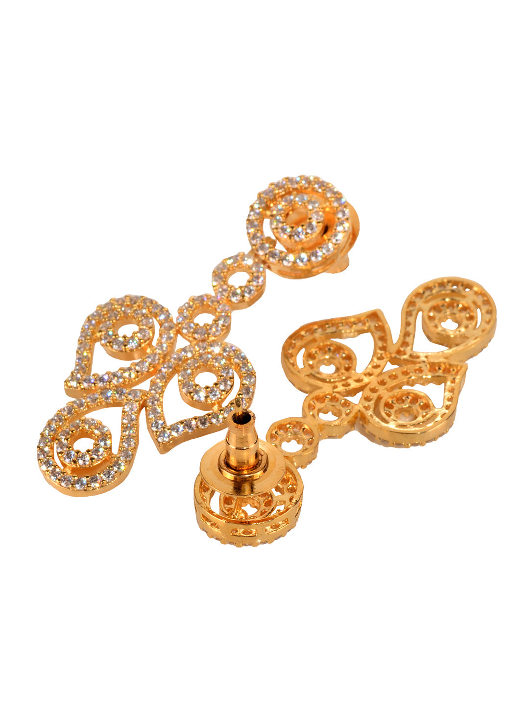 Gold Toned AD Designer Minimal Necklace Jewellery Set, zaveri pearls, sale price rs, sale price, sale gold plated, sale gold, sale, rubans, ring, regular price, priyassi jewellery, kushal's -