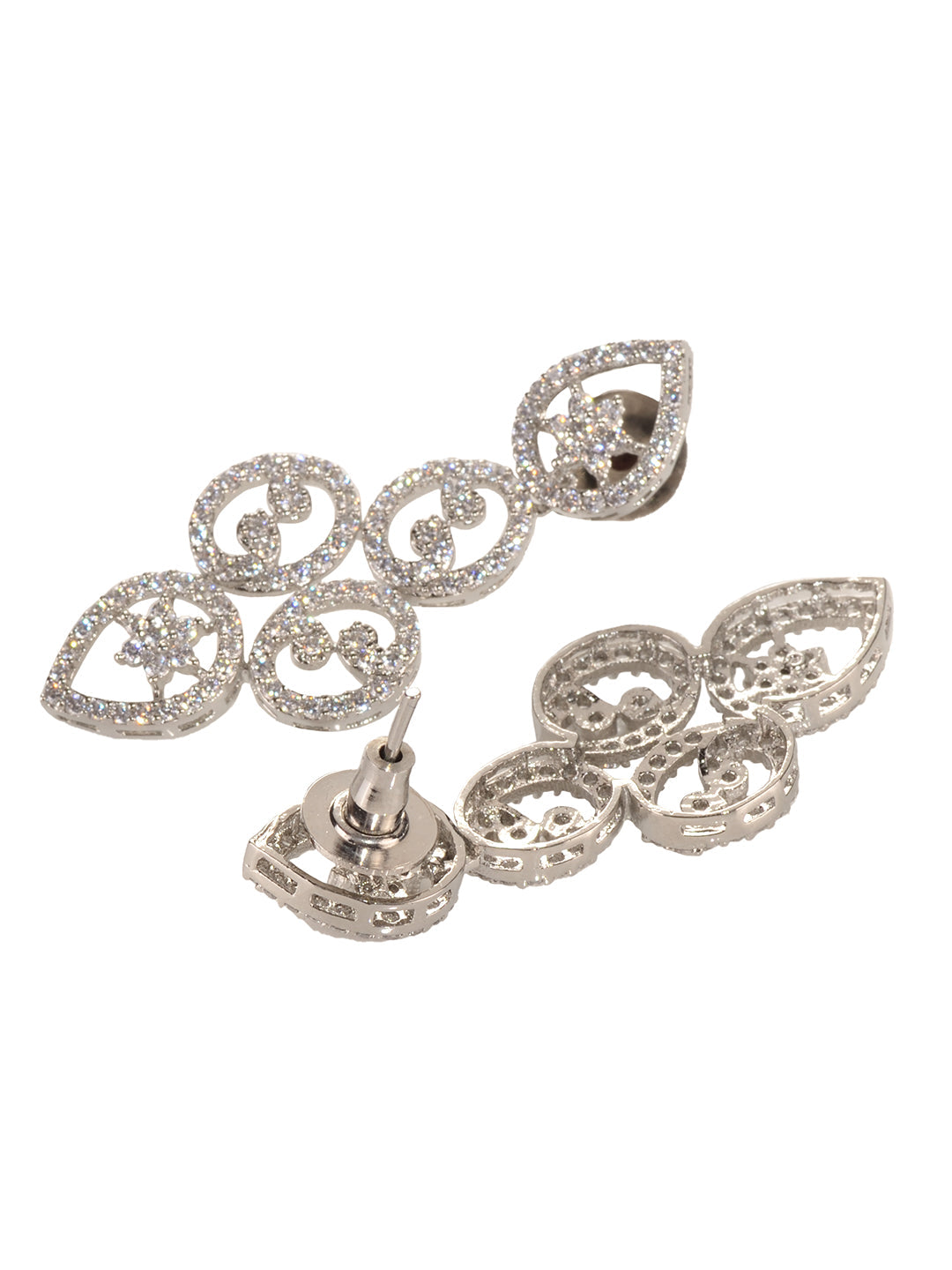 Silver white Rhodium AD Studded Statement Minimal Necklace Jewellery Set, zaveri pearls, sale price rs, sale price, sale gold plated, sale gold, sale, rubans, ring, regular price, priyassi je