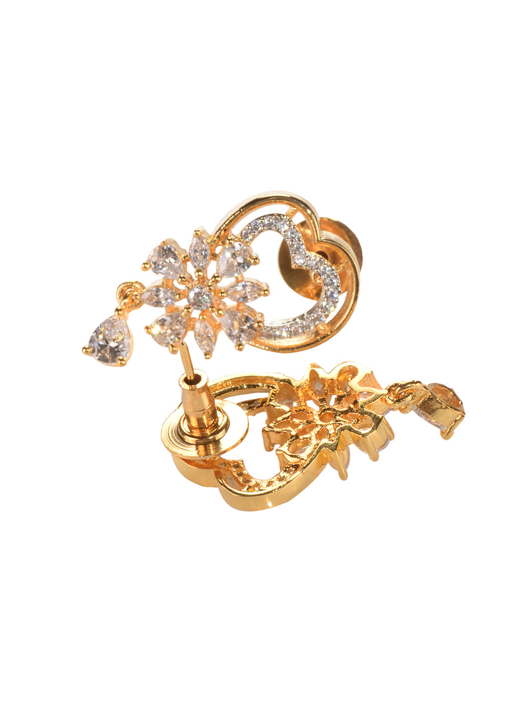 Gold Toned AD Heart Shaped Designer Locket Jewellery Set, zaveri pearls, sale price rs, sale price, sale gold plated, sale gold, sale, rubans, ring, regular price, priyassi jewellery, kushal'