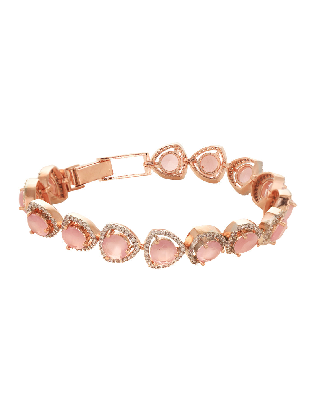 Rose Gold Toned Pink AD Statement Wrap Around Bracelet, zaveri pearls, sale price rs, sale price, sale gold plated, sale gold, sale, rubans, ring, regular price, priyassi jewellery, kushal's 
