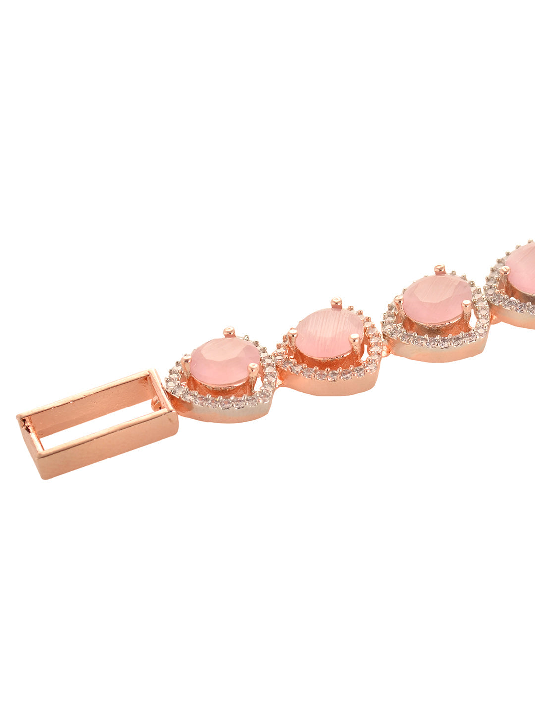 Rose Gold Toned Pink AD Statement Wrap Around Bracelet, zaveri pearls, sale price rs, sale price, sale gold plated, sale gold, sale, rubans, ring, regular price, priyassi jewellery, kushal's 