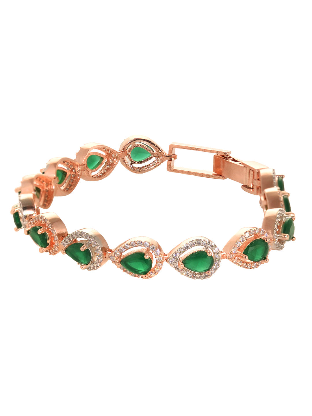 Rose Gold Plated Blue AD Studded Wraparound Tennis Bracelet, zaveri pearls, sale price rs, sale price, sale gold plated, sale gold, sale, rubans, ring, regular price, priyassi jewellery, kush