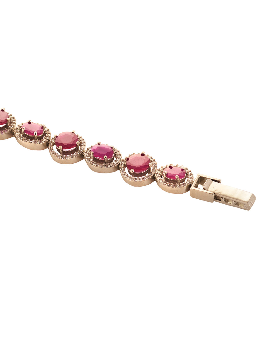 White Silver Plated Red Oval AD Studded Link TennisBracelet, zaveri pearls, sale price rs, sale price, sale gold plated, sale gold, sale, rubans, ring, regular price, priyassi jewellery, kush