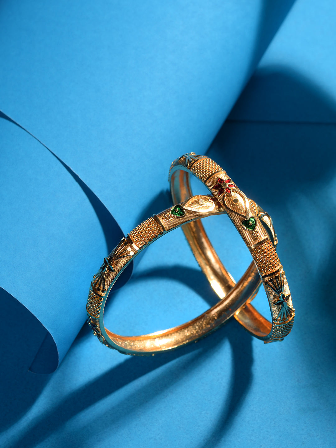 Set of 2 Gold Plated Filgree Handcrafted Bangles, zaveri pearls, sale price rs, sale price, sale gold plated, sale gold, sale, rubans, ring, regular price, priyassi jewellery, kushal's - Sara