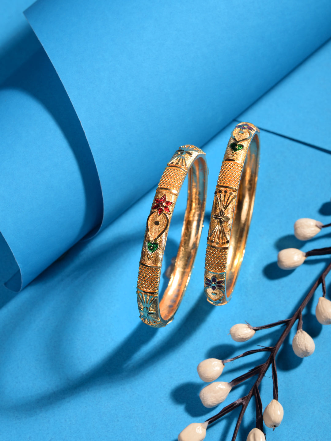 Set of 2 Gold Plated Filgree Handcrafted Bangles, zaveri pearls, sale price rs, sale price, sale gold plated, sale gold, sale, rubans, ring, regular price, priyassi jewellery, kushal's - Sara