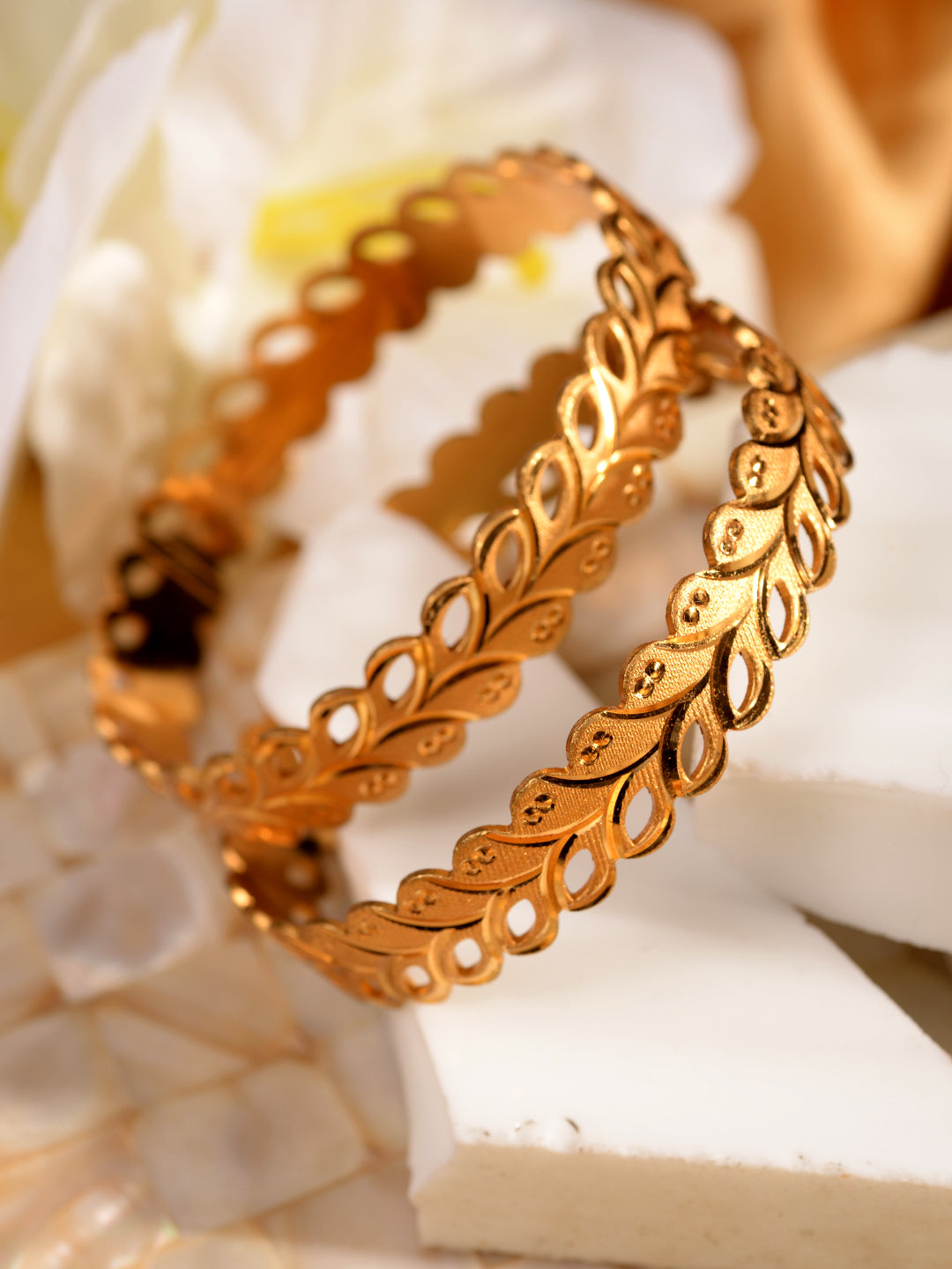 Set of 2 Gold Plated Filgree Handcrafted Bangles, zaveri pearls, sale price rs, sale price, sale gold plated, sale gold, sale, rubans, ring, regular price, priyassi jewellery, kushal's - Sara