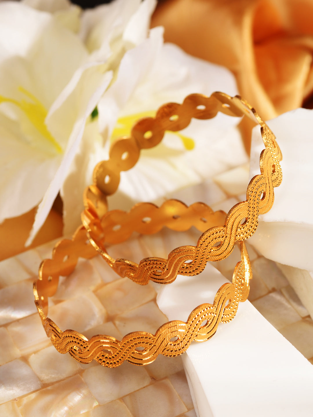 Set of 2 Gold Plated Filgree Handcrafted Bangles, zaveri pearls, sale price rs, sale price, sale gold plated, sale gold, sale, rubans, ring, regular price, priyassi jewellery, kushal's - Sara