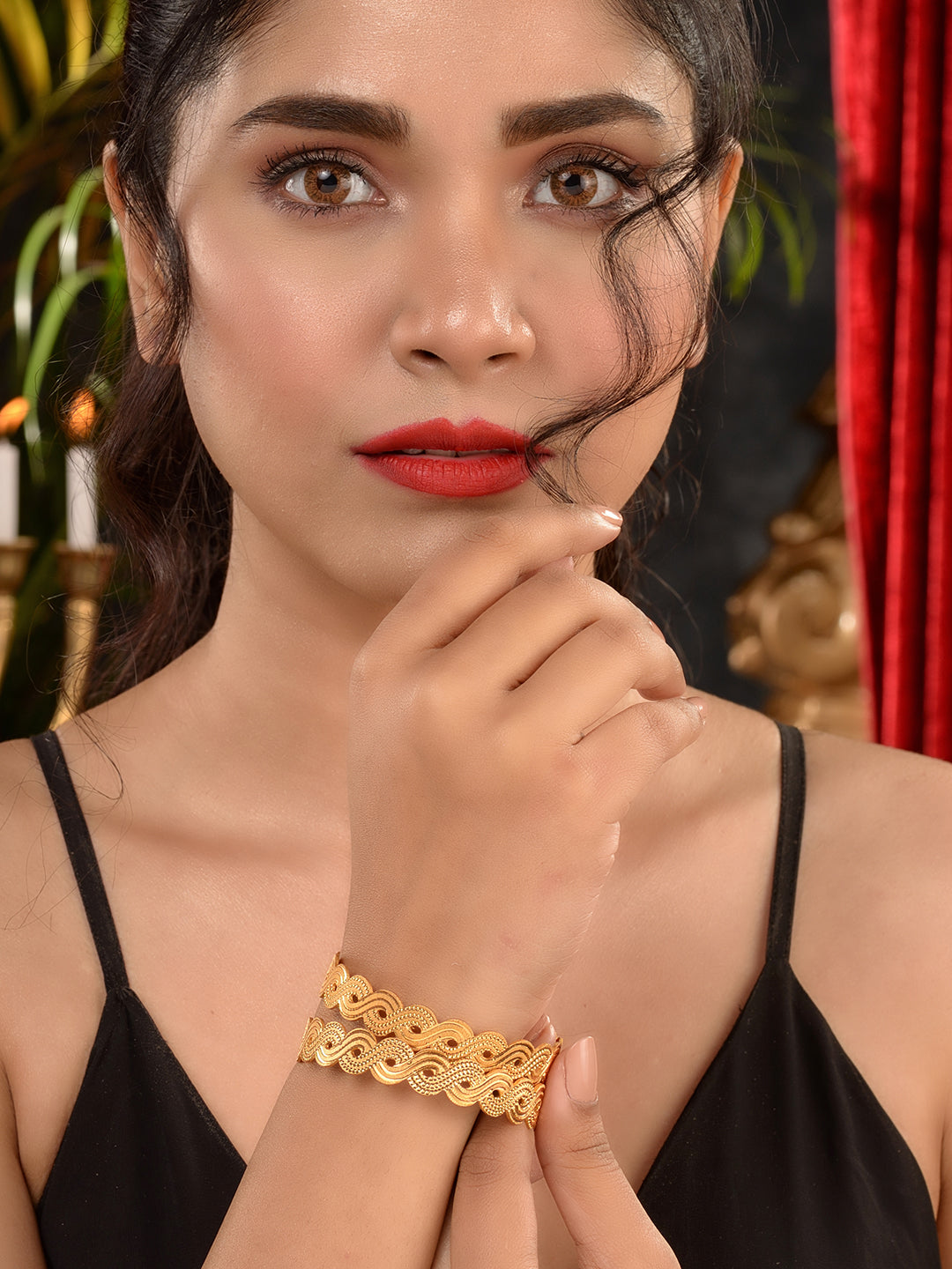 Set of 2 Gold Plated Filgree Handcrafted Bangles, zaveri pearls, sale price rs, sale price, sale gold plated, sale gold, sale, rubans, ring, regular price, priyassi jewellery, kushal's - Sara