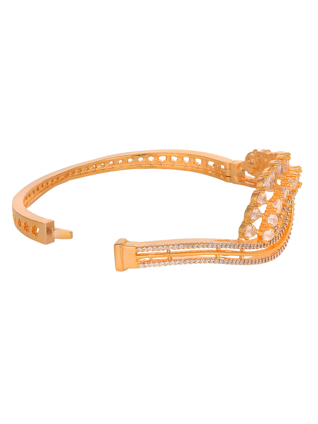 Gold Plated AD studded Modern Statement Handcrafted Bracelet, zaveri pearls, sale price rs, sale price, sale gold plated, sale gold, sale, rubans, ring, regular price, priyassi jewellery, kus