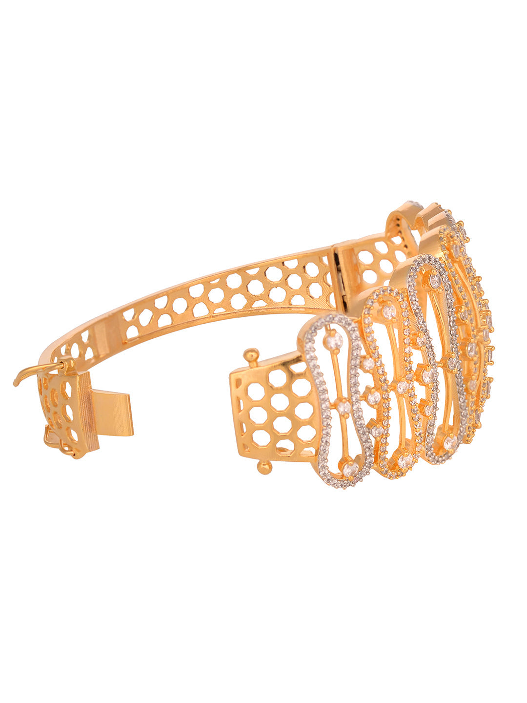 Gold Toned AD Studded Luxe Handcrafted Bracelet, zaveri pearls, sale price rs, sale price, sale gold plated, sale gold, sale, rubans, ring, regular price, priyassi jewellery, kushal's - Saraf