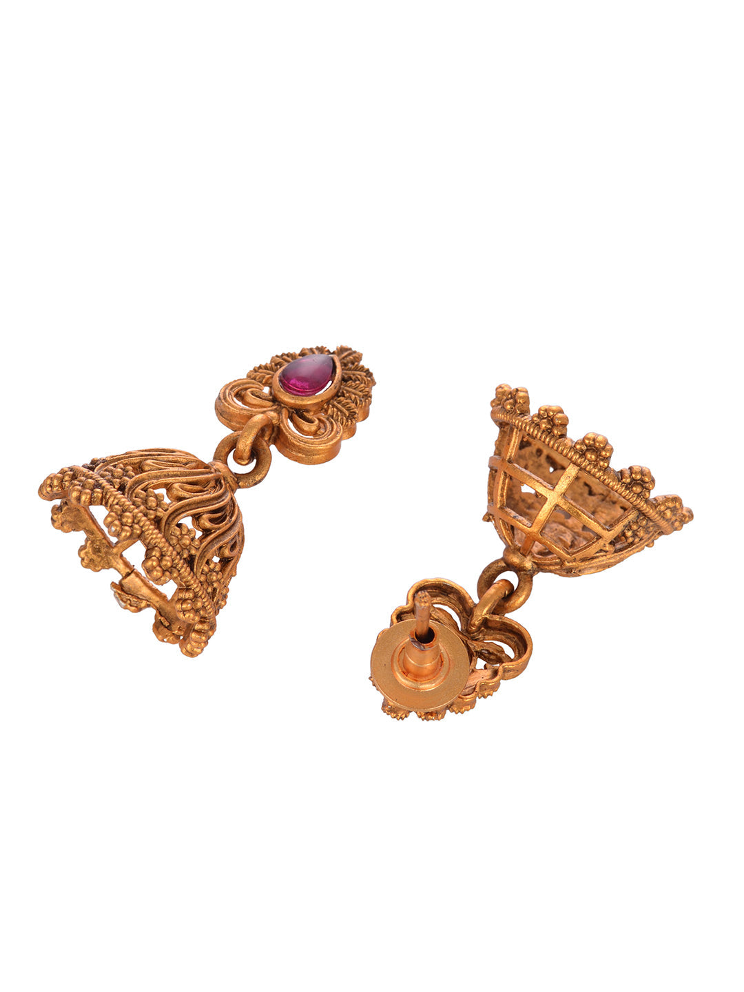 Gold Plated Floral Antique Temple Necklace Jewellery Set, zaveri pearls, sale price rs, sale price, sale gold plated, sale gold, sale, rubans, ring, regular price, priyassi jewellery, kushal'